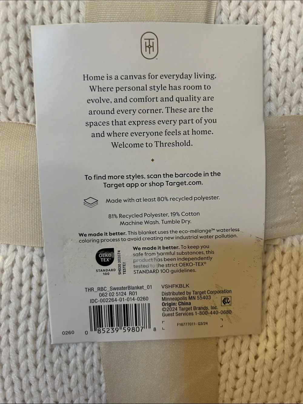 Threshold Cream Sweater Knit Blanket Throw